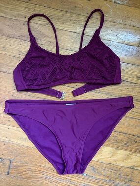 Ika-Kul Maroon Bikini Set (Top size S, Bottoms size M)